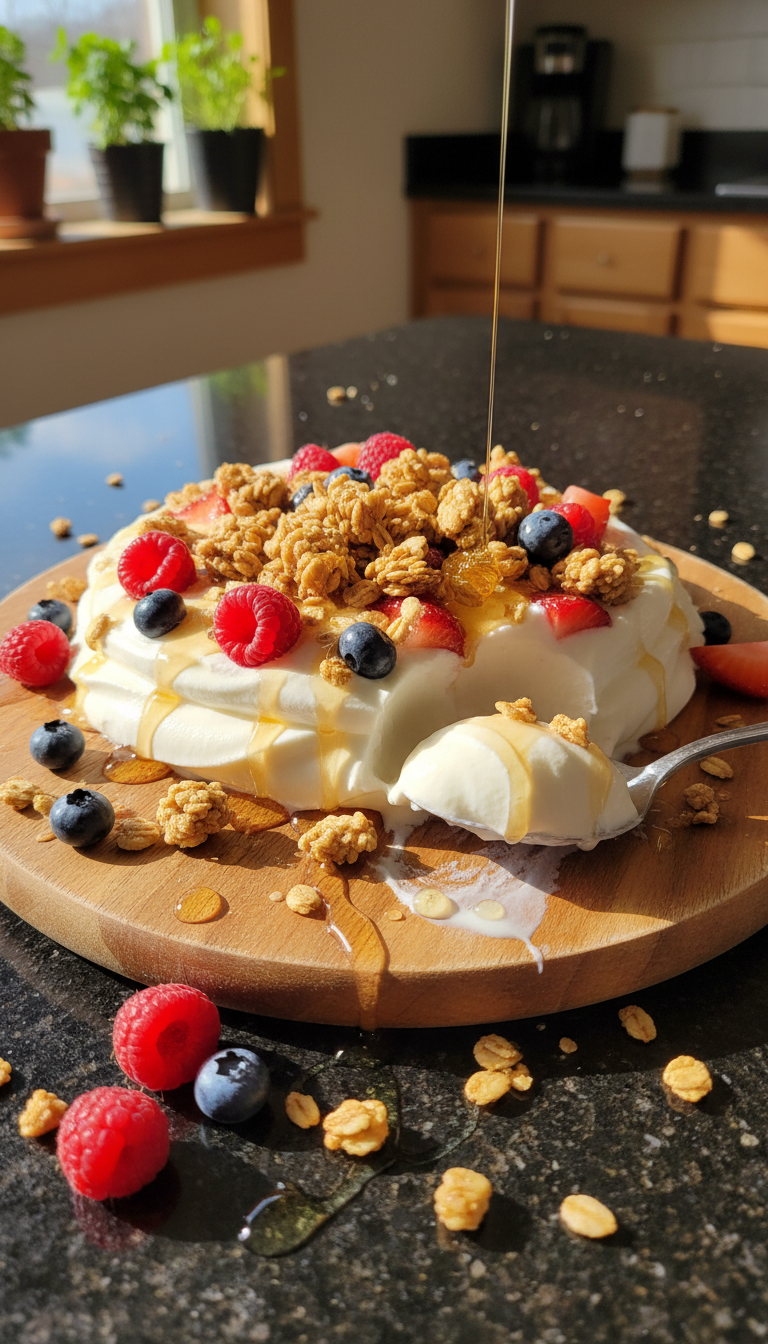 Iogurte congelado com granola
