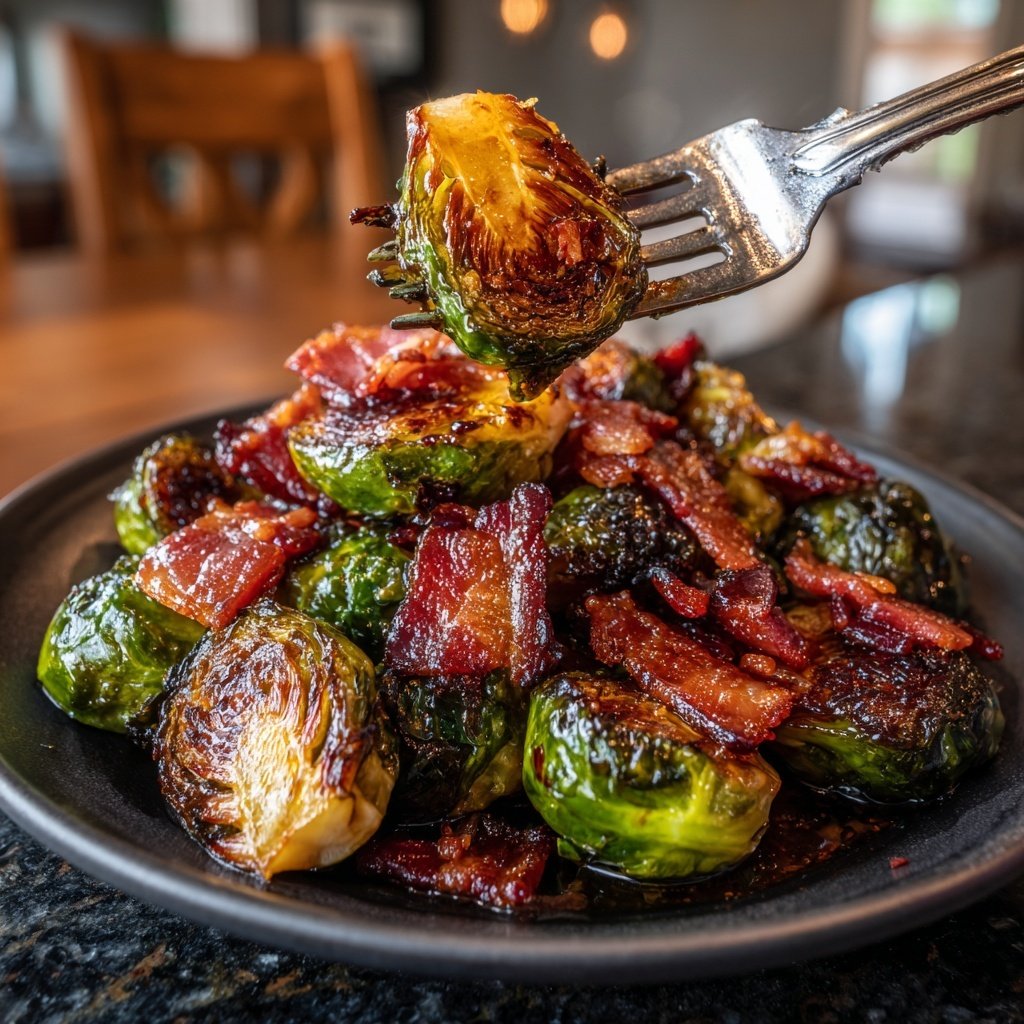Couves bruxelas bacon glacê maple