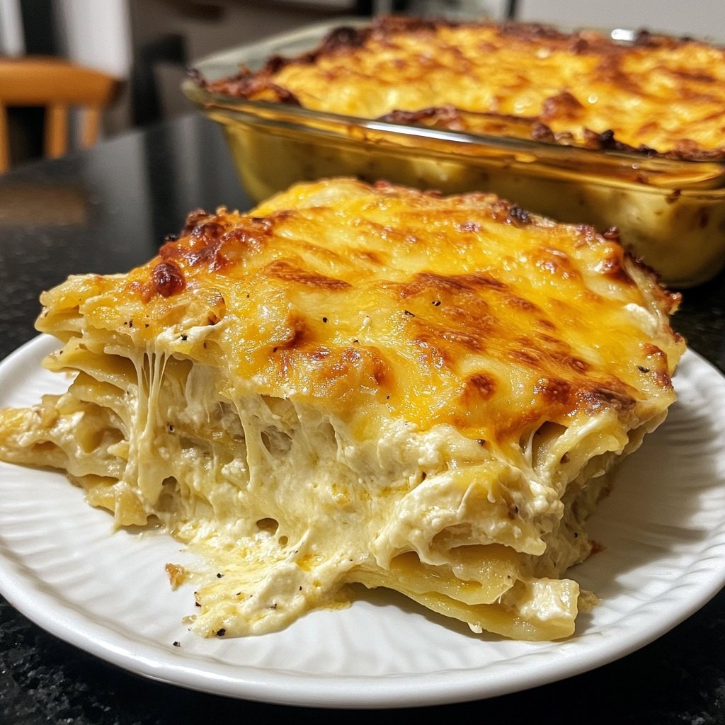 Lasanha de frango caseira gratinada