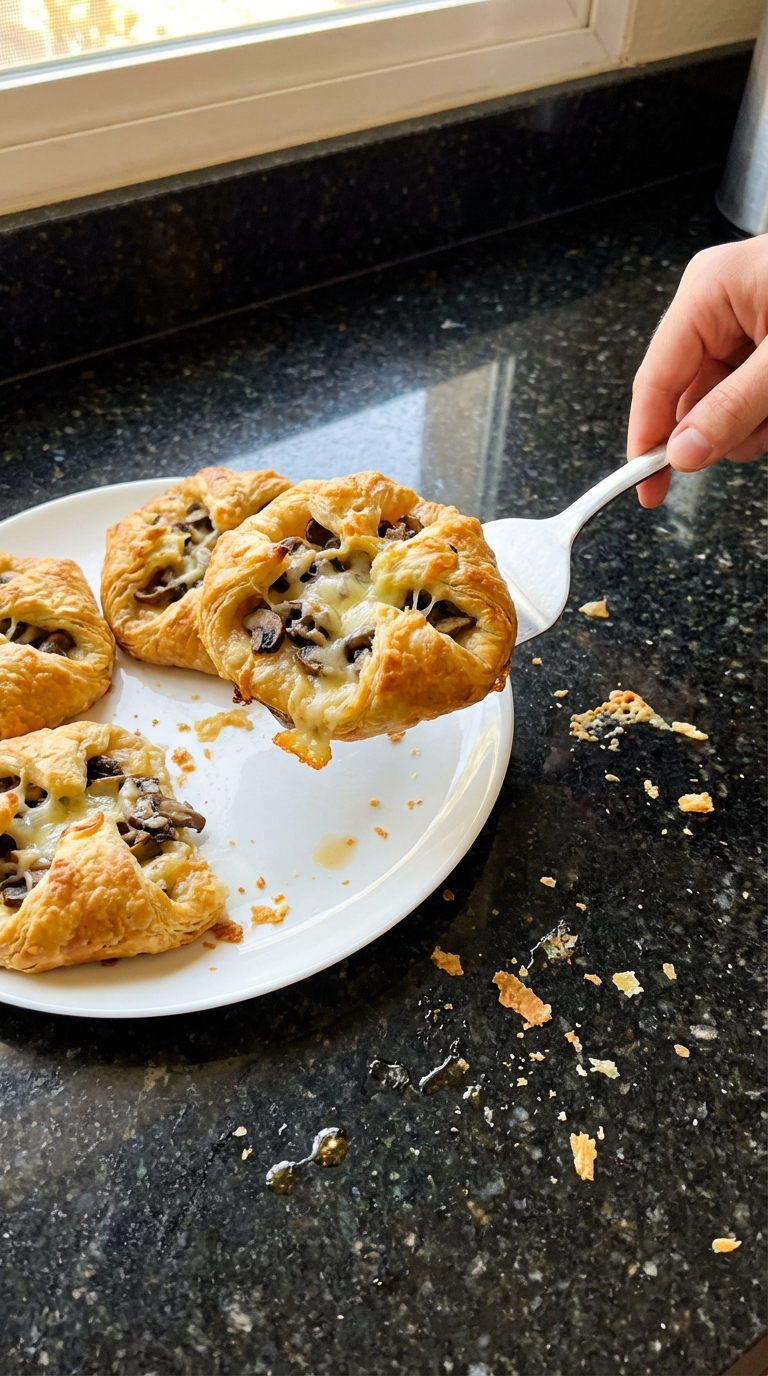 Assado salgado de croissants com cogumelos