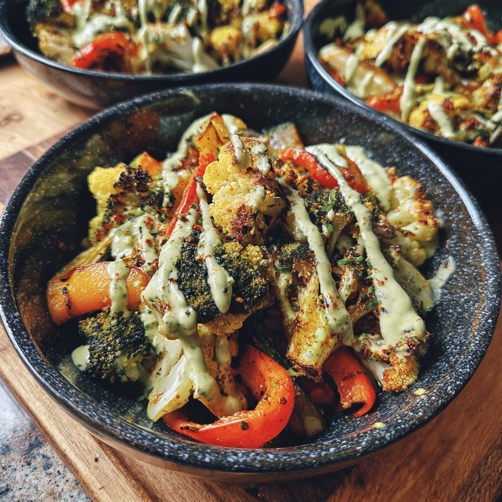 Tigelas vegetais assados tahine verde