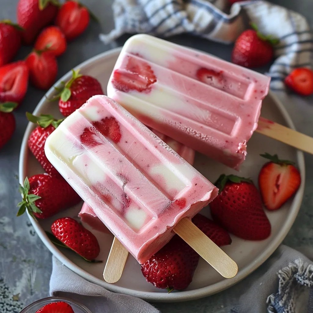 Picolé de Iogurte Grego com Morango