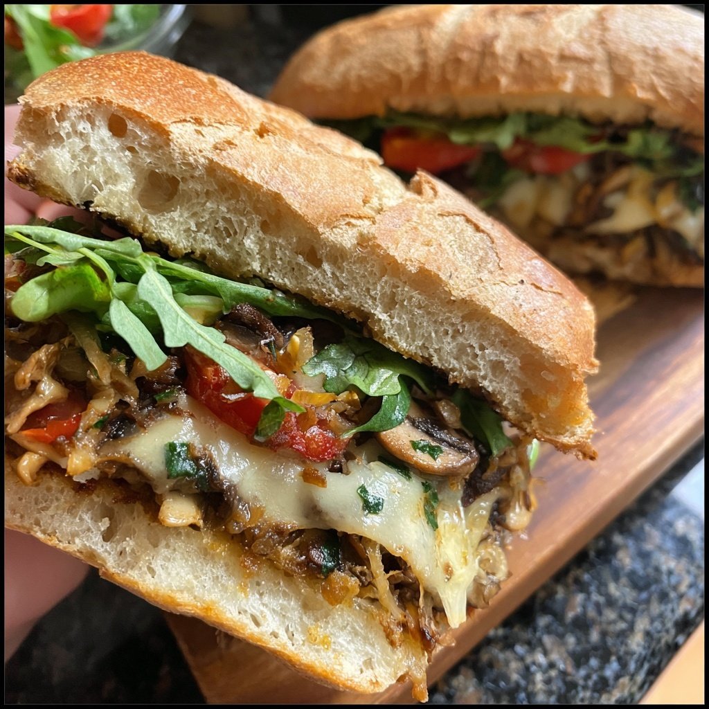 Hambúrguer de cogumelos saboroso