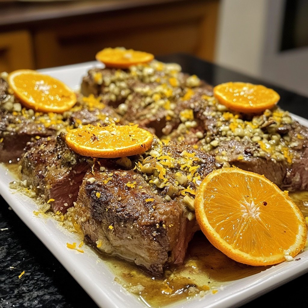 Peru assado sazonal e festivo com laranja e ervas