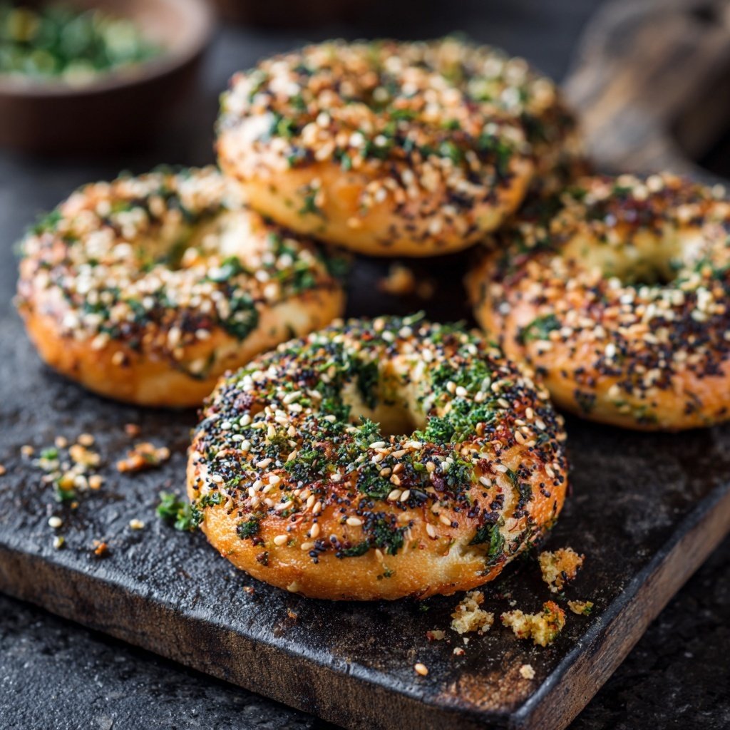 Bagels proteicos de iogurte grego com ervas