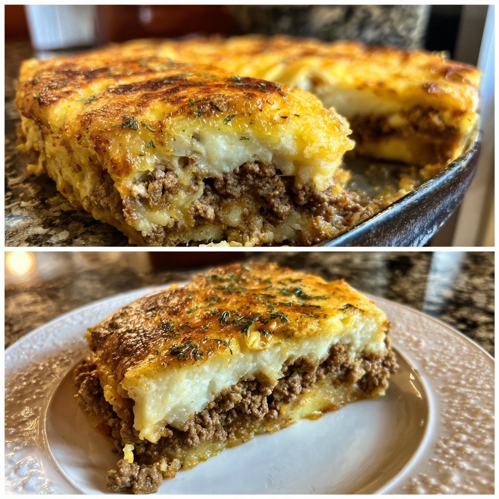 Empadão de carne com puré