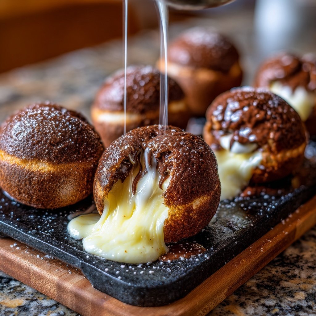 Bombas chocolate quente recheadas marshmallow