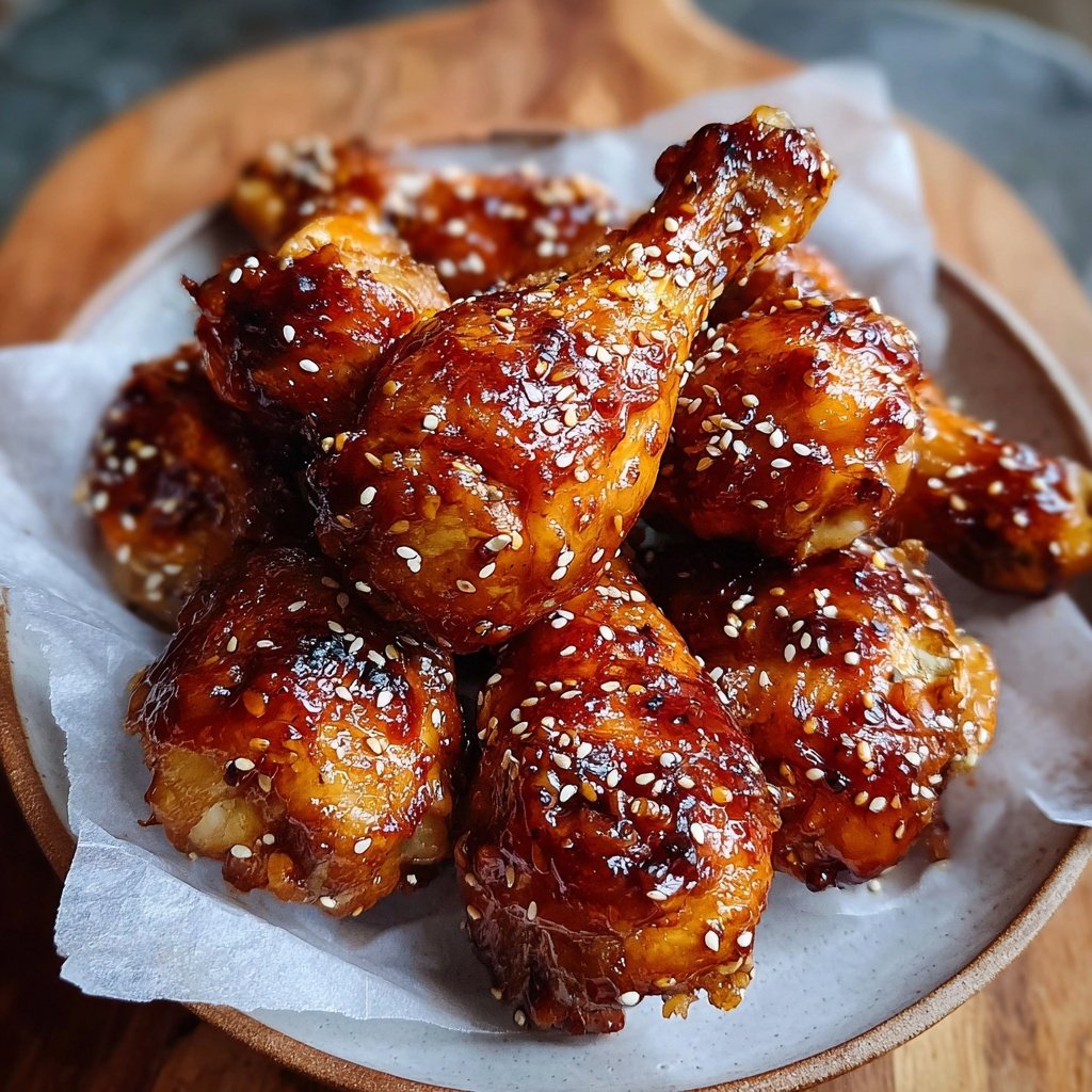 Coxas frango soja mel pegajosas