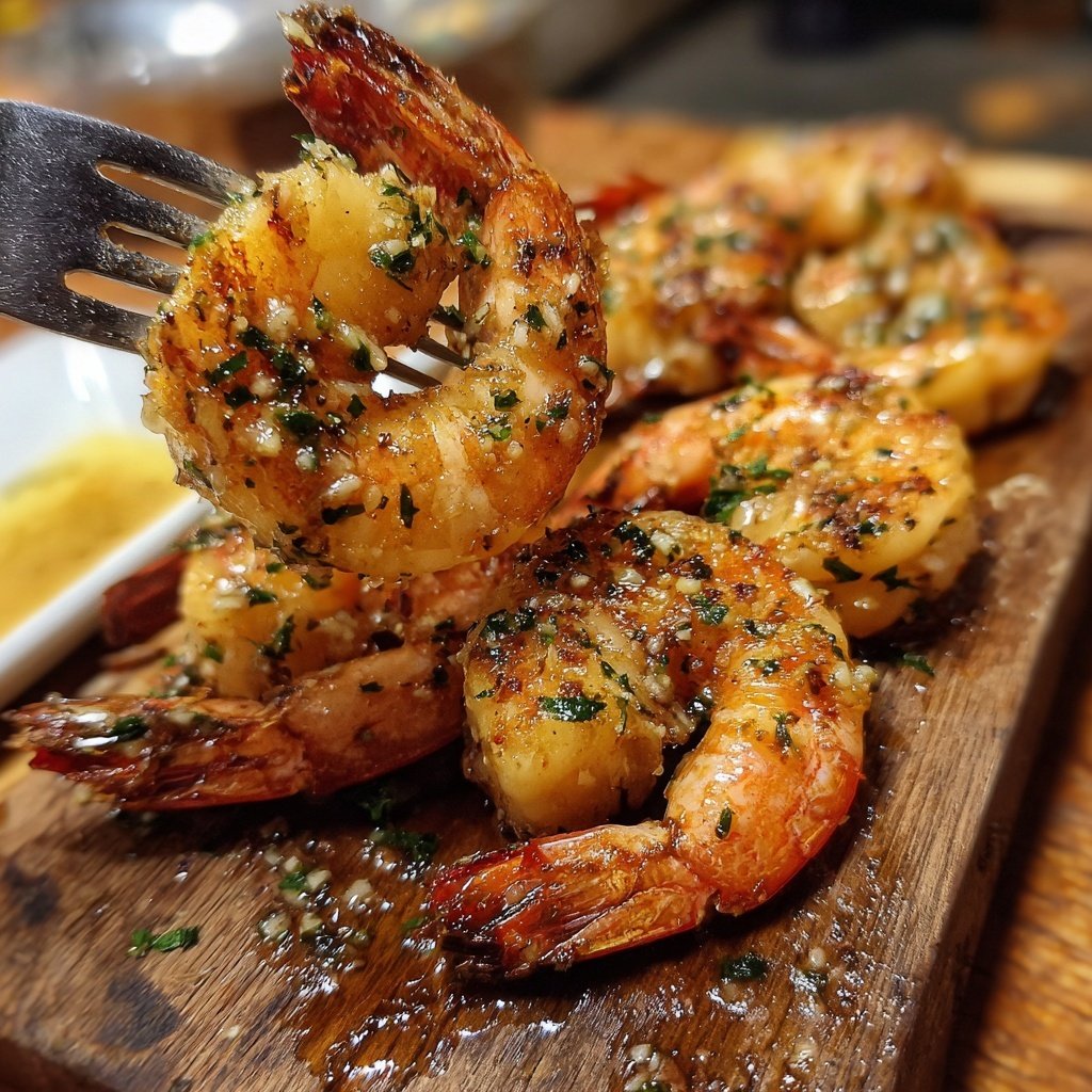 Camarões scampi alho manteiga assados