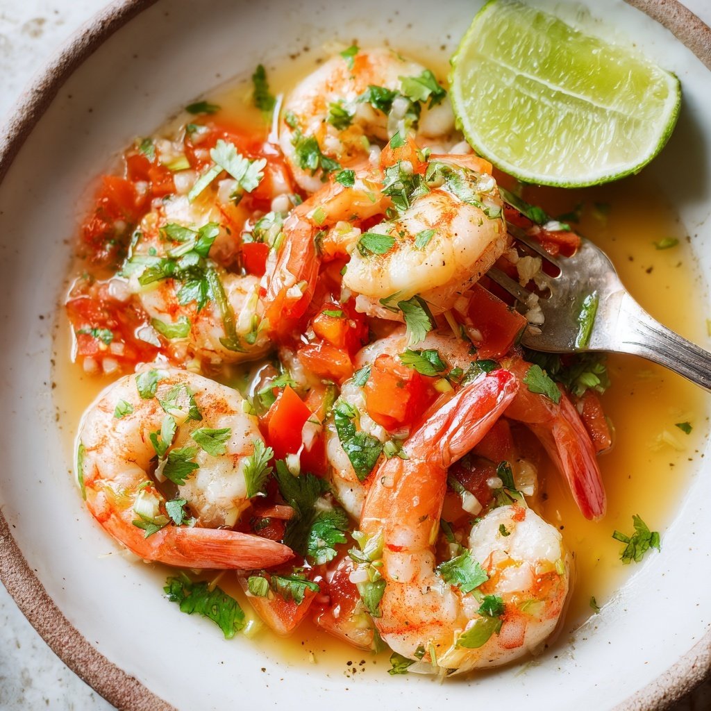 Ceviche camarão suco limão