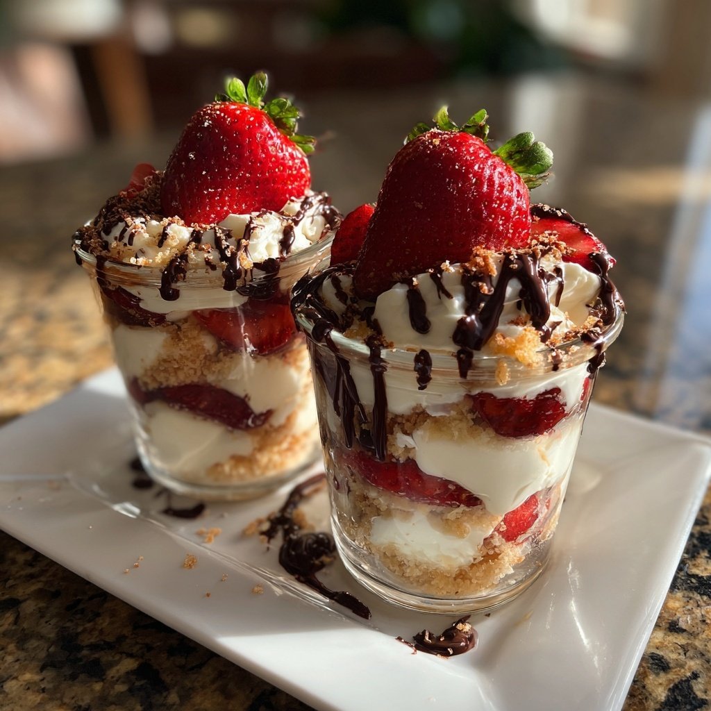 Taças gourmet de morango com chocolate