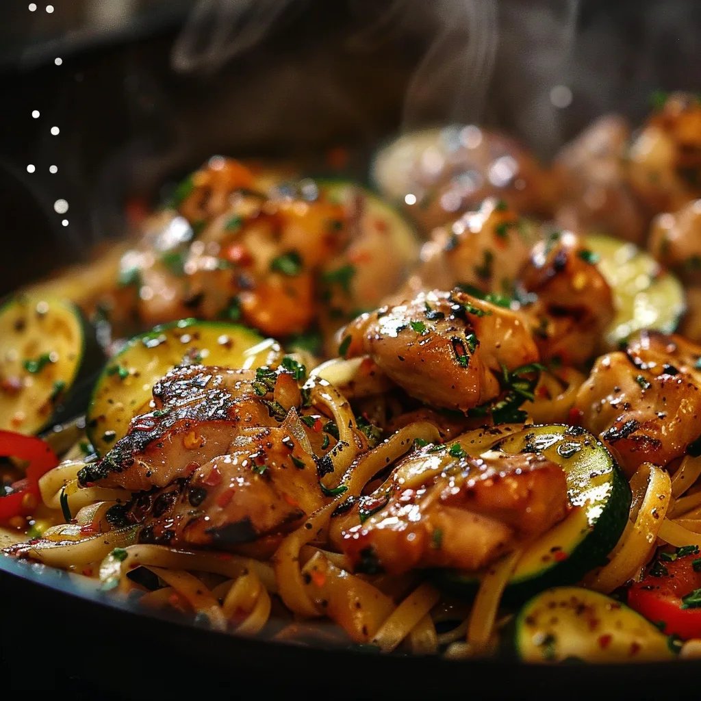 Macarrão de Abobrinha com Frango ao Alho Salteado