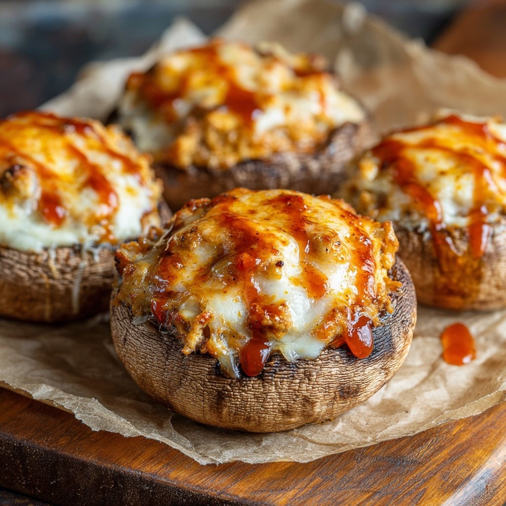 Cogumelos recheados buffalo