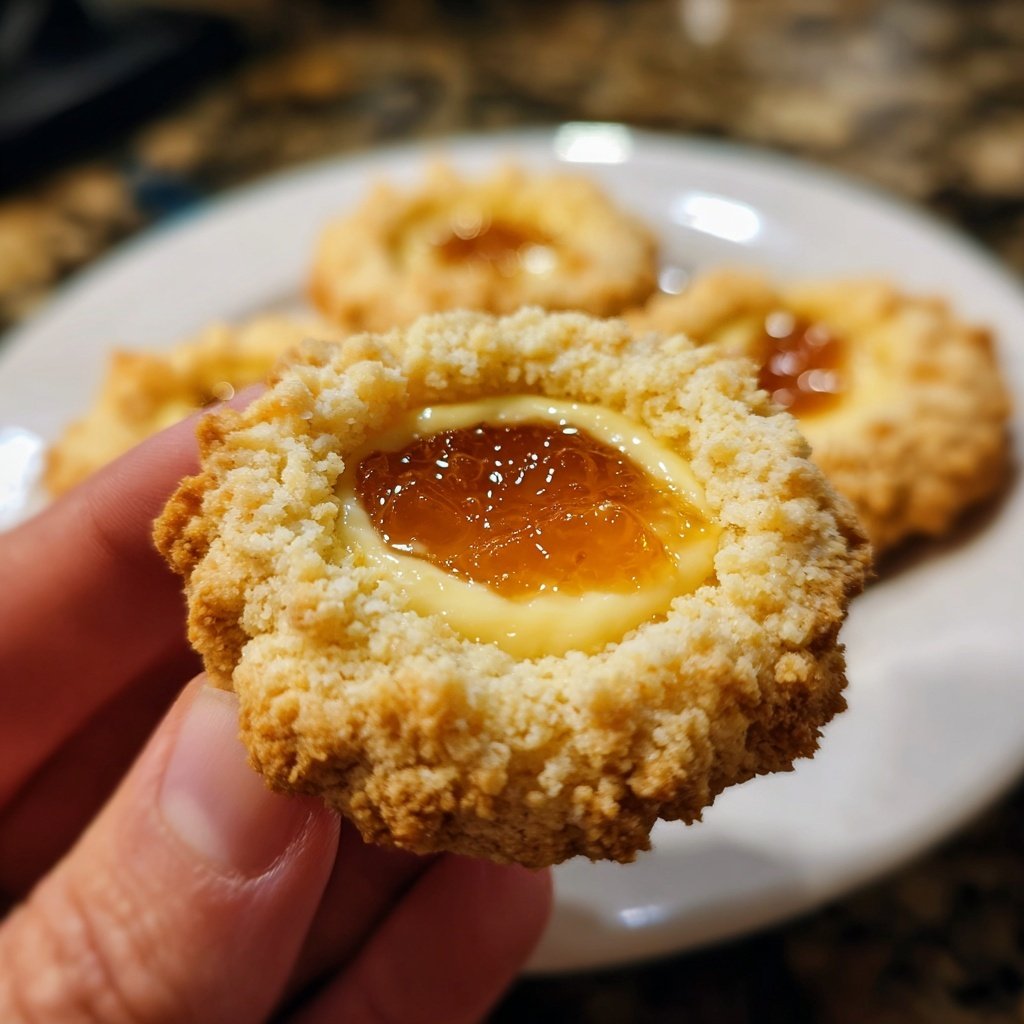 Biscoitos thumbprint eggnog recheio geleia