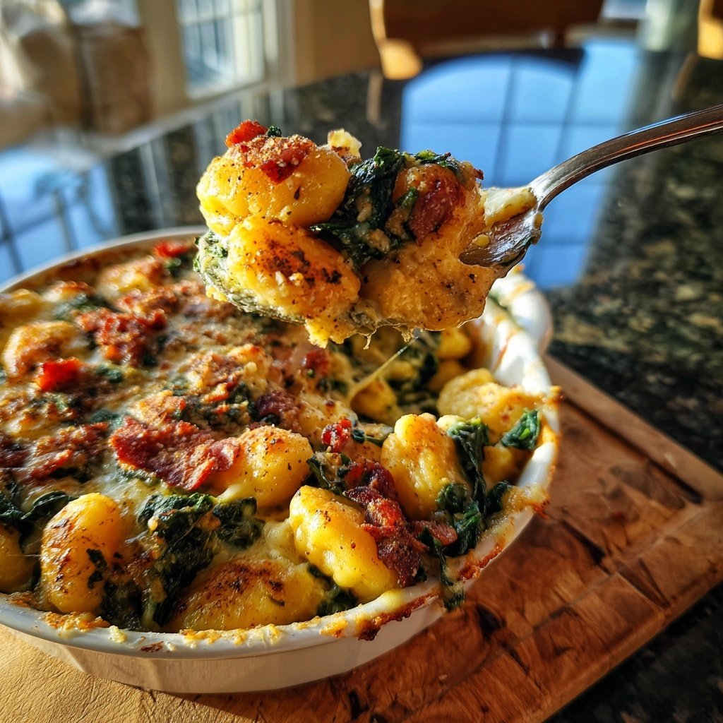 Gnocchi assado couve linguiça tigela